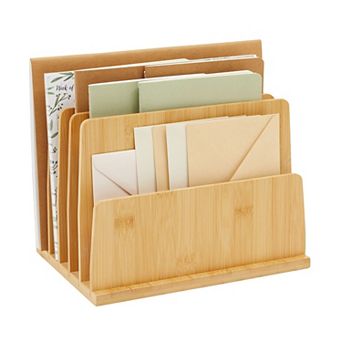 Bamboo Mail, File, Letter, and Envelope Organizer with 5 Slots, 10x7 in