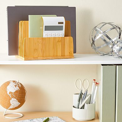 Bamboo Mail, File, Letter, and Envelope Organizer with 5 Slots, 10x7 in