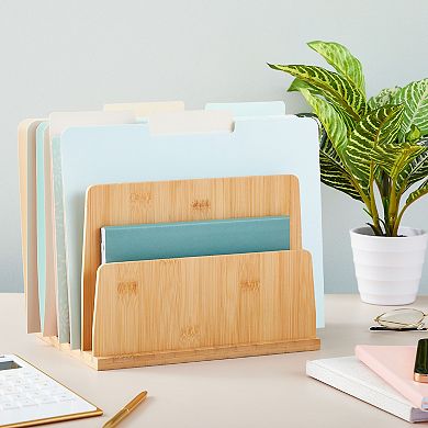 Bamboo Mail, File, Letter, and Envelope Organizer with 5 Slots, 10x7 in