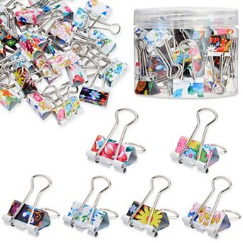 40 Pack Decorative Binder Clips for FIle Folders, Papers, Documents, 1.5x0.75 in