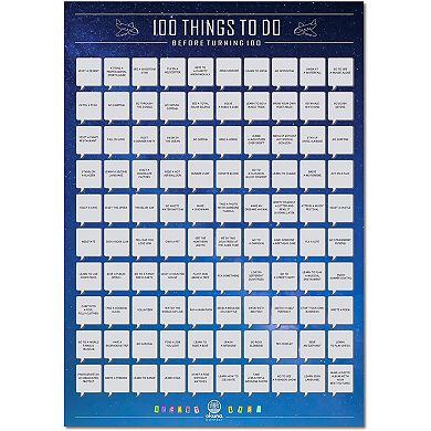 Scratch off Poster, 100 Things To Do Before Turning 100 Bucket List (16.5 x 23.5 In)