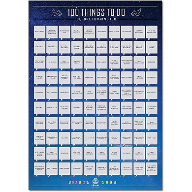 Scratch off Poster, 100 Things To Do Before Turning 100 Bucket List (16.5 x 23.5 In)