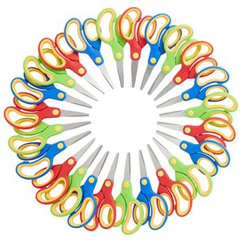 24 Pack Round Blunt Tip Scissors, for Classroom Crafts, 5 in