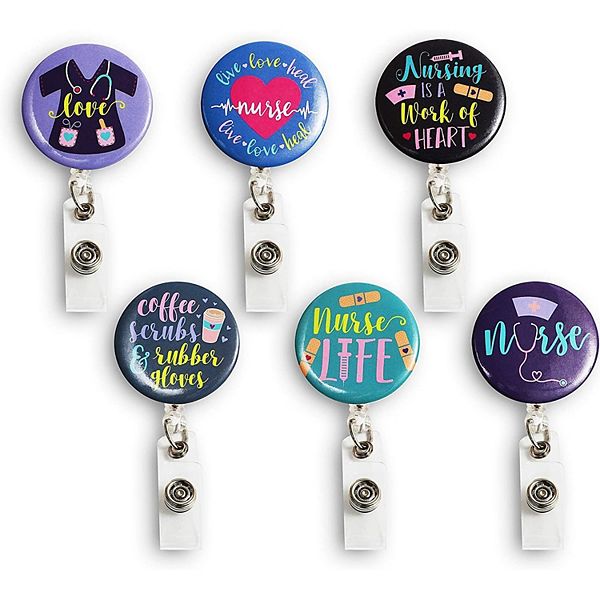 Retractable Nursing Badge Holders with Reel Clip (6Pack)