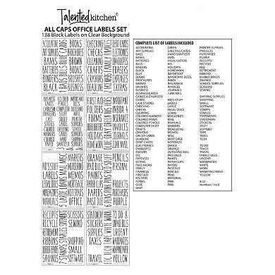 Talented Kitchen 138 Office and Craft Labels for Organizing School Supplies, Household, Work Folders, All Caps Preprinted Stickers for Storage Bins, Basket Organization