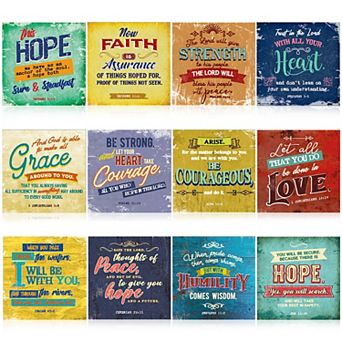 12 Pack Christian Bible Verse Posters, Motivational Religious Wall Art Print