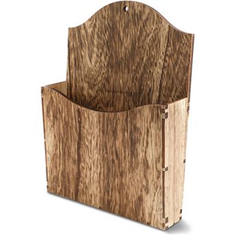 Rustic Wood Wall Mounted Magazine Rack, Hanging Bathroom Mail Holder (12 in)