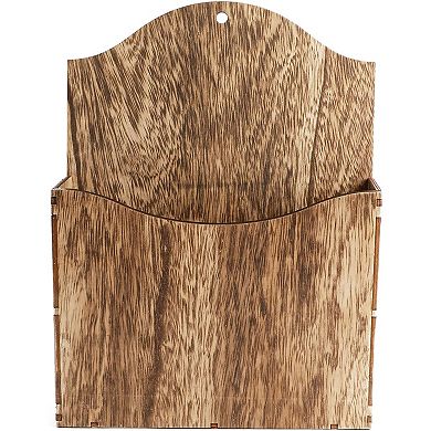 Rustic Wood Wall Mounted Magazine Rack, Hanging Bathroom Mail Holder (12 in)