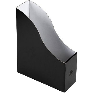 8-Pack Black Corrugated Cardboard File Holders w/ Labels Document File Organizer