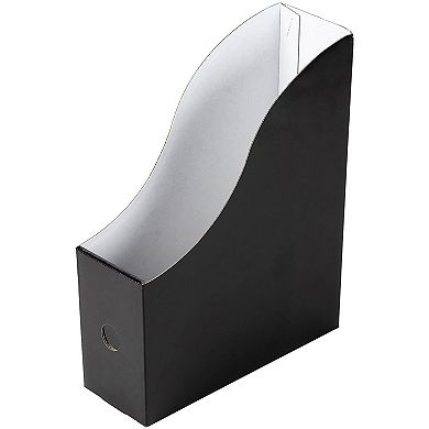 8-Pack Black Corrugated Cardboard File Holders w/ Labels Document File Organizer