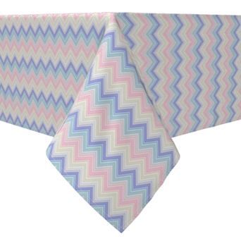 Rectangular Tablecloth, 100% Cotton, Pastel Chevron