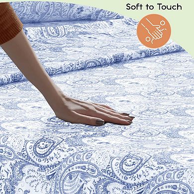 6 Piece Paisley Printed Sheet Set - Lux Decor Collection - King, Blue