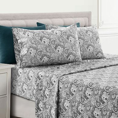 6 Piece Paisley Printed Sheet Set - Lux Decor Collection - King, Blue