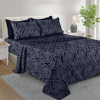 Lux Decor Collection 6 pc Sheet Sets Printed Bed Sheets With Pillowcases Microfiber Bedding