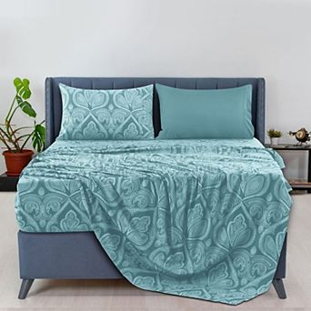 Lux Decor Collection 6 pc Sheet Sets Printed Bed Sheets With Pillowcases Microfiber Bedding