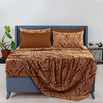 Lux Decor Collection 6 pc Sheet Sets Printed Bed Sheets With Pillowcases Microfiber Bedding