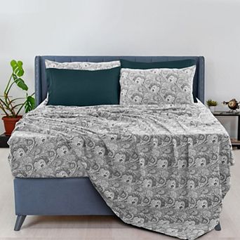 Lux Decor Collection 6 pc Sheet Sets Printed Bed Sheets With Pillowcases Microfiber Bedding