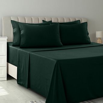 Lux Decor Collection 6 pc Solid Sheet Set Soft Microfiber Deep Pocket Bed Sheets with Pillowcases
