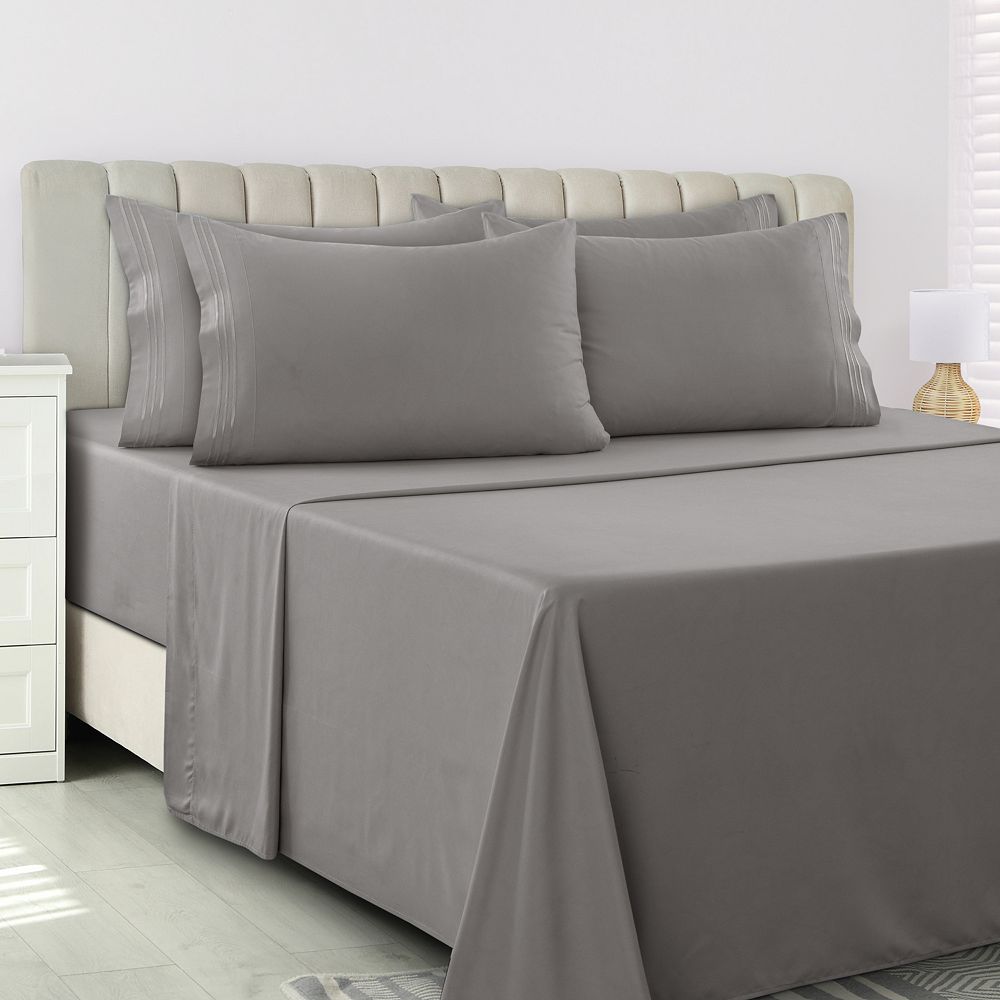 Lux Decor Collection 6 Piece Solid Sheet Set Soft Microfiber Deep ...