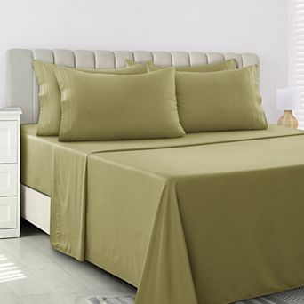 Lux Decor Collection 6 pc Solid Sheet Set Soft Microfiber Deep Pocket Bed Sheets With Pillowcases