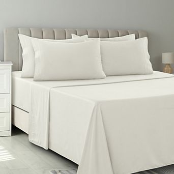 Lux Decor Collection 6 pc Solid Sheet Set Soft Microfiber Deep Pocket Bed Sheets with Pillowcases