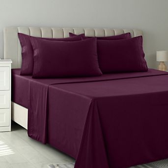 Lux Decor Collection 6 pc Solid Sheet Set Soft Microfiber Deep Pocket Bed Sheets with Pillowcases