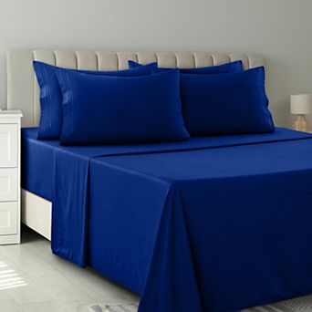 Lux Decor Collection 6 pc Solid Sheet Set Soft Microfiber Deep Pocket Bed Sheets with Pillowcases