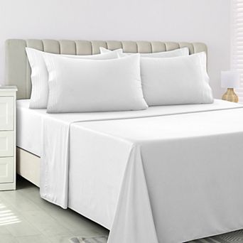 Lux Decor Collection 6 pc Solid Sheet Set Soft Microfiber Deep Pocket Bed Sheets With Pillowcases