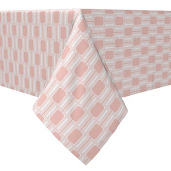 Rectangular Tablecloth, 100% Cotton, Pink Retro Modern