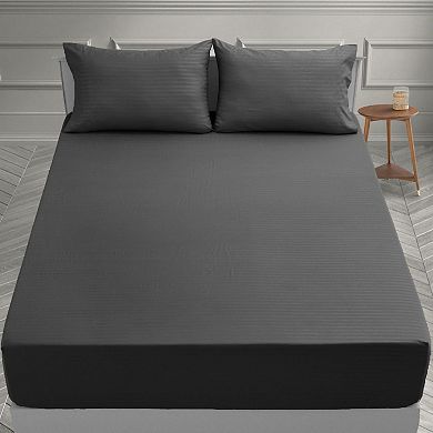 Lux Decor Microfiber Stripe Bed Sheets Ultra Soft Hypoallergenic Bedding with Pillowcases