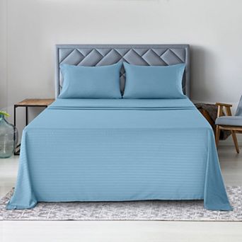 Lux Decor Microfiber Stripe Bed Sheets Ultra Soft Hypoallergenic Bedding with Pillowcases