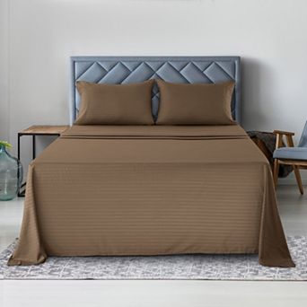 Lux Decor Microfiber Stripe Bed Sheets Ultra Soft Hypoallergenic Bedding with Pillowcases