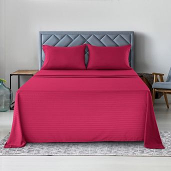 Lux Decor Microfiber Stripe Bed Sheets Ultra Soft Hypoallergenic Bedding with Pillowcases