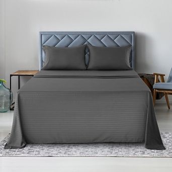 Lux Decor Microfiber Stripe Bed Sheets Ultra Soft Hypoallergenic Bedding with Pillowcases
