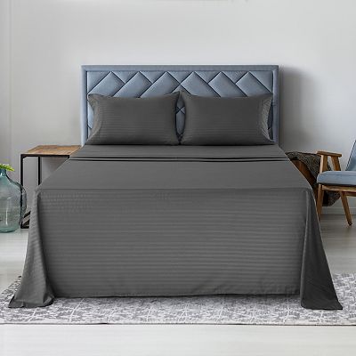 Lux Decor Microfiber Stripe Bed Sheets Ultra Soft Hypoallergenic Bedding with Pillowcases