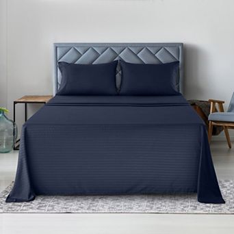 Lux Decor Microfiber Stripe Bed Sheets Ultra Soft Hypoallergenic Bedding with Pillowcases