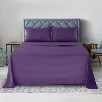 Lux Decor Microfiber Stripe Bed Sheets Ultra Soft Hypoallergenic Bedding with Pillowcases