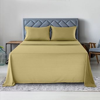 Lux Decor Microfiber Stripe Bed Sheets Ultra Soft Hypoallergenic Bedding with Pillowcases