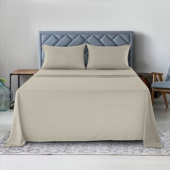 Lux Decor Microfiber Stripe Bed Sheets Ultra Soft Hypoallergenic Bedding with Pillowcases