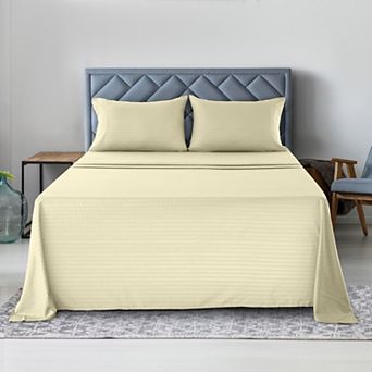 Lux Decor Microfiber Stripe Bed Sheets Ultra Soft Hypoallergenic Bedding with Pillowcases