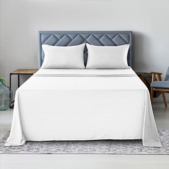 Lux Decor Microfiber Stripe Bed Sheets Ultra Soft Hypoallergenic Bedding with Pillowcases