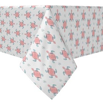 Rectangular Tablecloth, 100% Cotton, Pink Sea Turtles Design