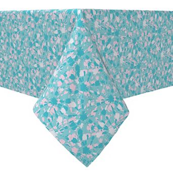 Rectangular Tablecloth, 100% Cotton, Pink Aqua Tie Dye