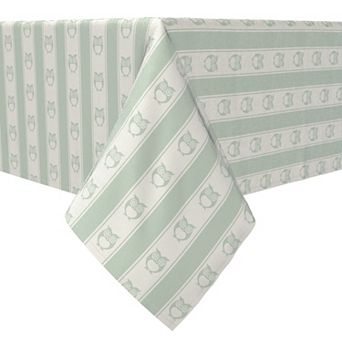 Rectangular Tablecloth, 100% Cotton, Pastel Owl Stripe
