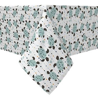 Rectangular Tablecloth, 100% Cotton, Patterned Sea Turtles