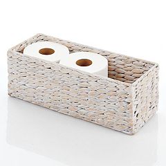 mDesign Small Woven Toilet Tank Bathroom Storage Basket - Camel Brown