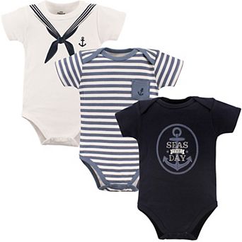 Little Treasure Baby Boy Cotton Bodysuits 3 pk Sailor