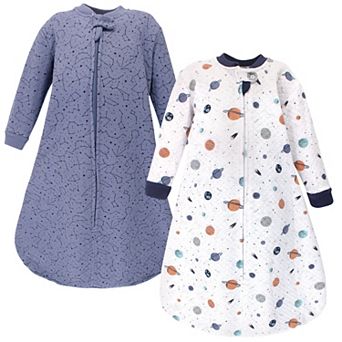 Hudson Baby Infant Boy Premium Quilted Long Sleeve Sleeping Bag and Wearable Blanket, Space