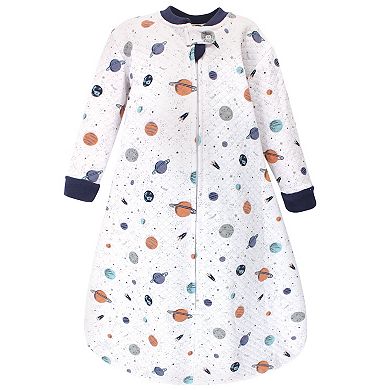Hudson Baby Infant Boy Premium Quilted Long Sleeve Sleeping Bag and Wearable Blanket, Space
