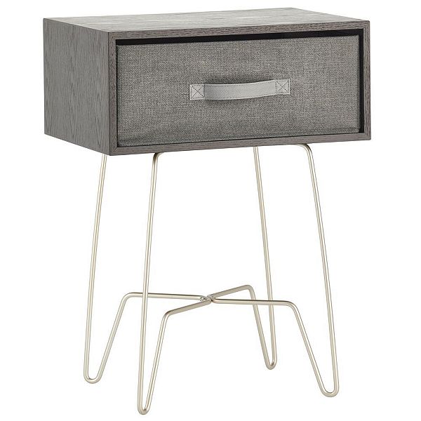 mDesign Modern Farmhouse Home Decor End Table with Fabric Drawer